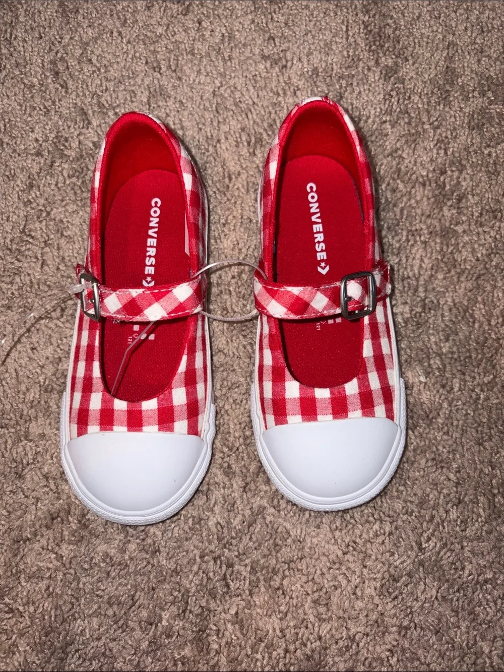 Converse Kids Red and White Gingham Mary Jane Sneakers NWOT